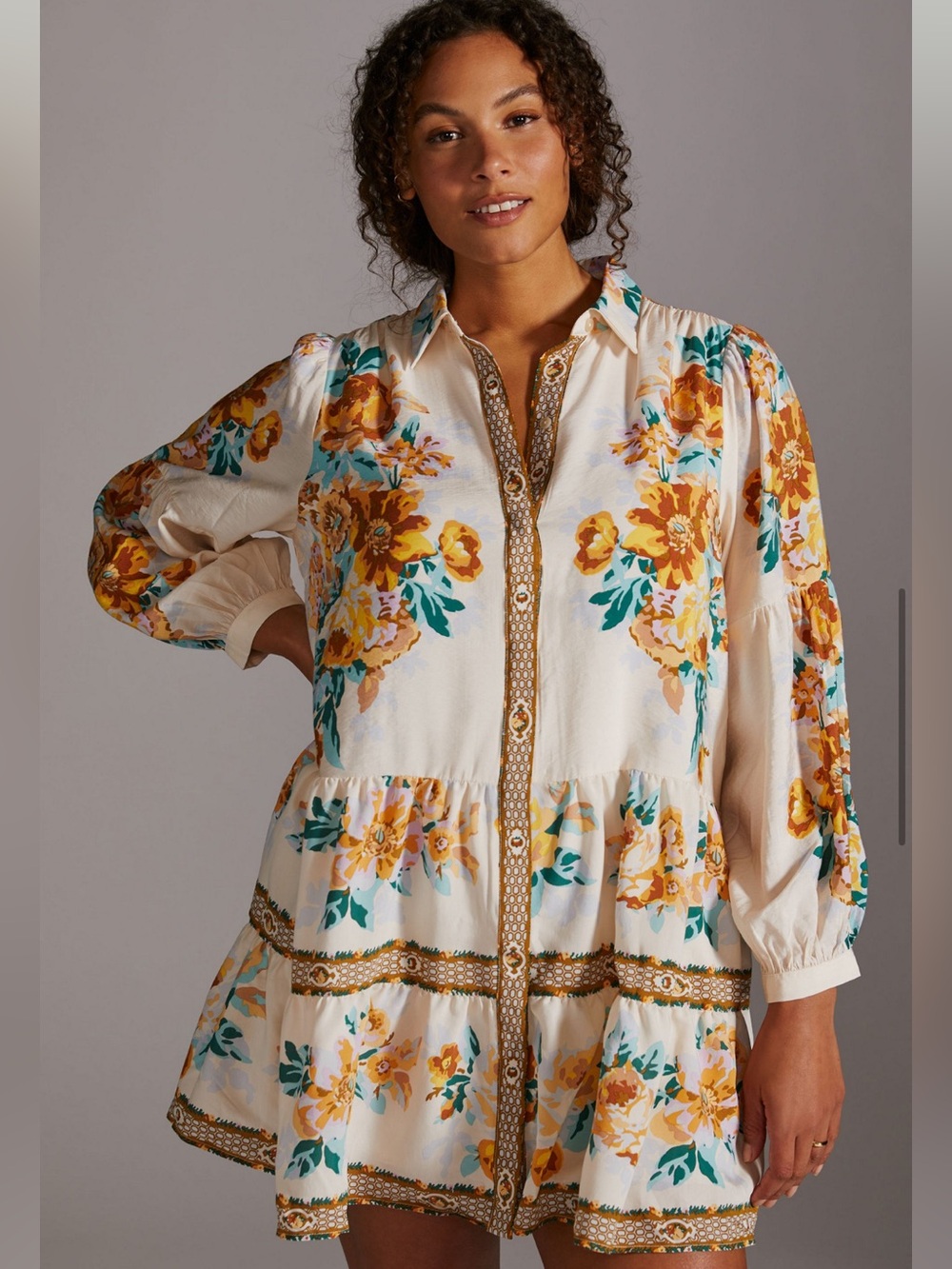 Anthropologie Panel Print Mini Shirtdress